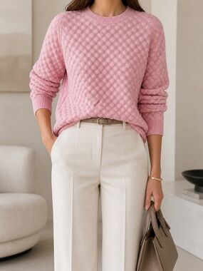 COS Soft Pink Textured Knit Women's Sweater